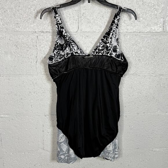 Swim Solutions Women's Floral-Print Flyaway Swim Dress Oasis Floral 16 $102 - Picture 10 of 13